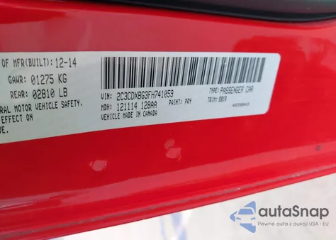 2015 Dodge Charger Se из США, поврежденный, VIN 2C3CDXBG3FH741059